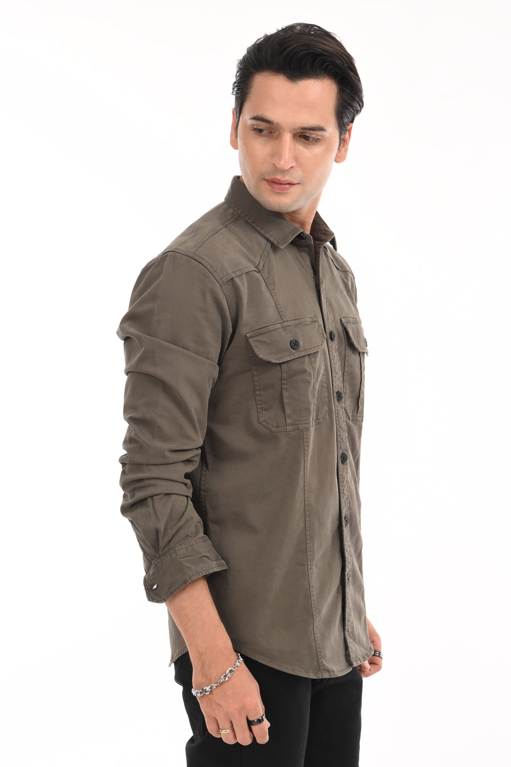 Forest Green Cargo Shirt - model_poseposition_of_shirtporduct_type