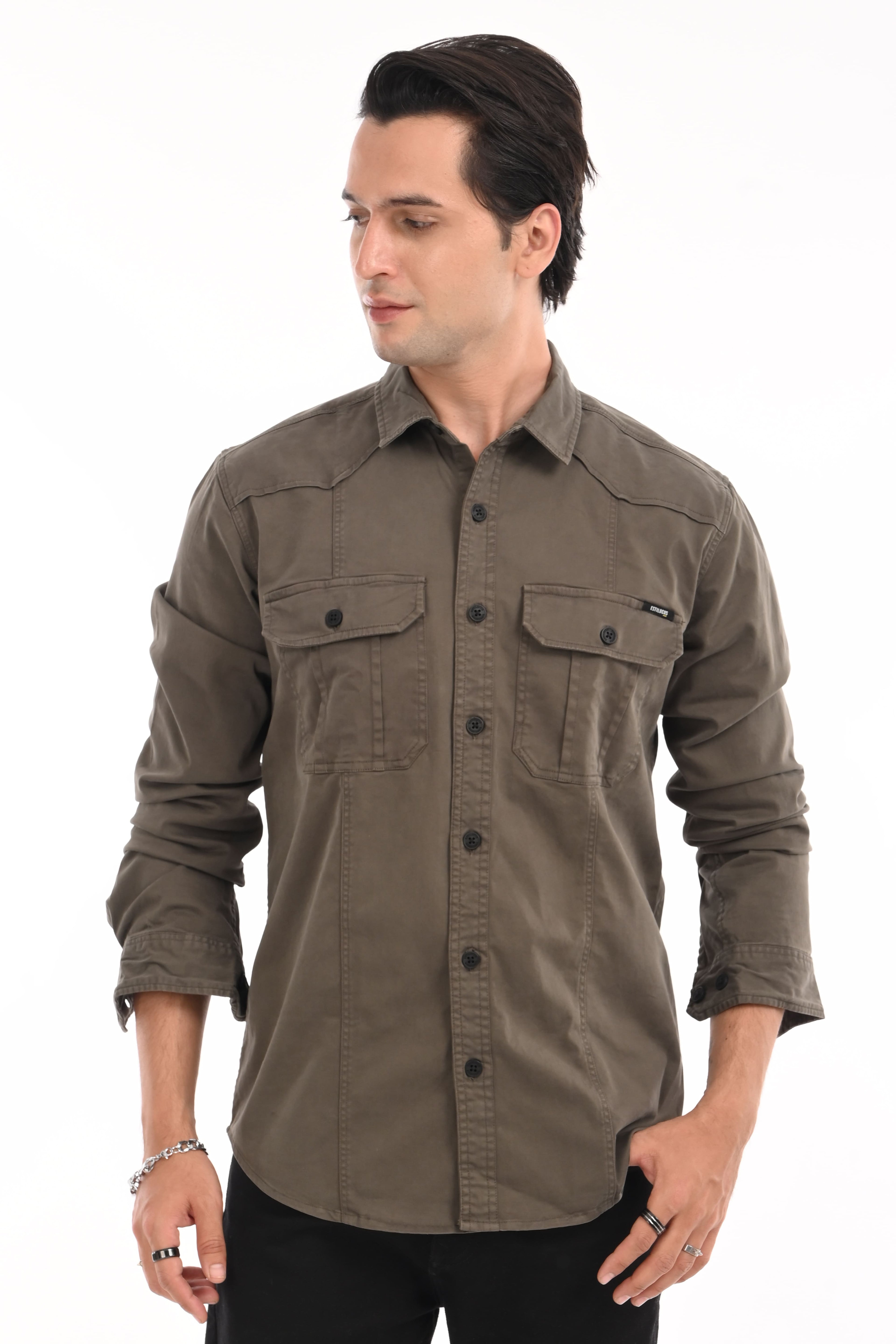 Forest Green Cargo Shirt - model_poseposition_of_shirtporduct_type