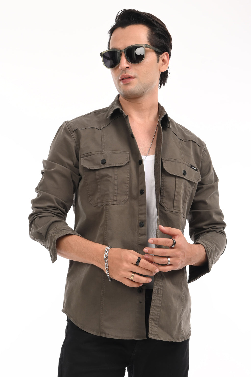 Forest Green Cargo Shirt - model_poseposition_of_shirtporduct_type