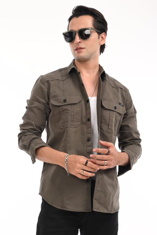 Forest Green Cargo Shirt - model_poseposition_of_shirtporduct_type