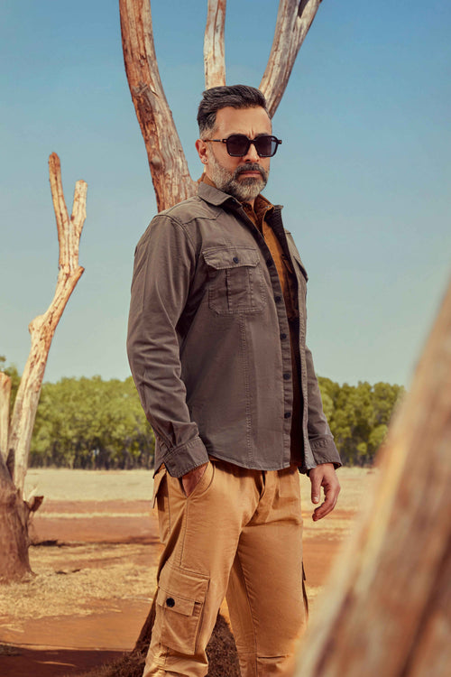 Forest Green Cargo Shirt - model_poseposition_of_shirtporduct_type