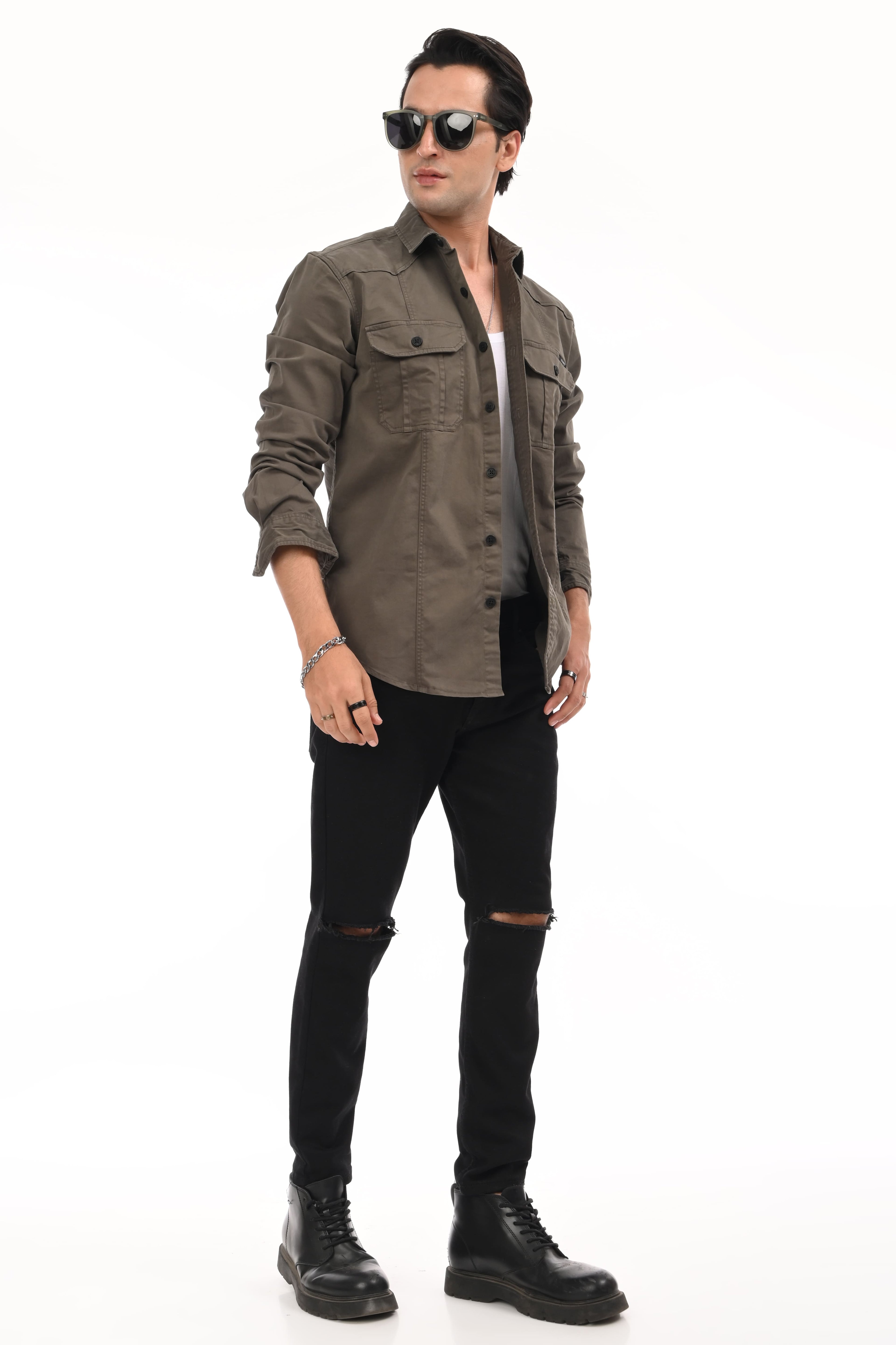 Forest Green Cargo Shirt - model_poseposition_of_shirtporduct_type