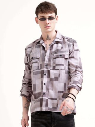 Geovibrance Abstract Brown Overshirt - model_poseposition_of_shirtporduct_type