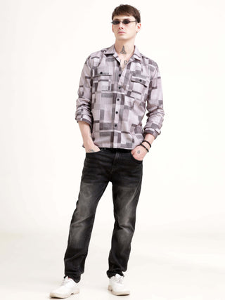 Geovibrance Abstract Brown Overshirt - model_poseposition_of_shirtporduct_type