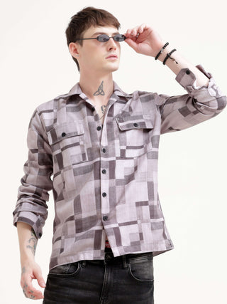 Geovibrance Abstract Brown Overshirt - model_poseposition_of_shirtporduct_type