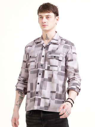 Geovibrance Abstract Brown Overshirt - model_poseposition_of_shirtporduct_type