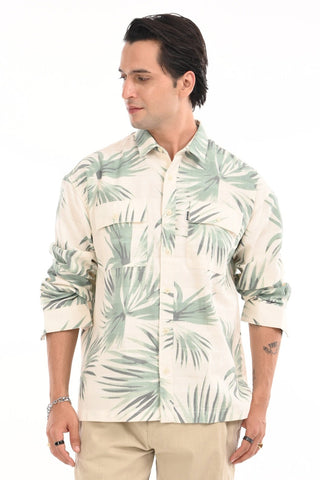 Green Nautica Oversized Cotton Summer Shirt - model_poseposition_of_shirtporduct_type