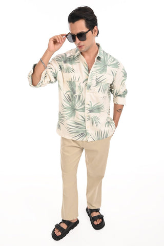 Green Nautica Oversized Cotton Summer Shirt - model_poseposition_of_shirtporduct_type