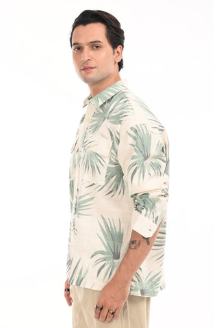 Green Nautica Oversized Cotton Summer Shirt - model_poseposition_of_shirtporduct_type