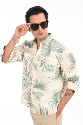 Green Nautica Oversized Cotton Summer Shirt - model_poseposition_of_shirtporduct_type