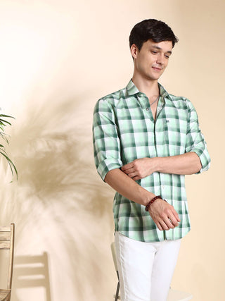 Green shades check casual full sleeves shirt - model_poseposition_of_shirtporduct_type