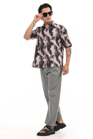 Grey Digital Printed Oversized Shirt - model_poseposition_of_shirtporduct_type