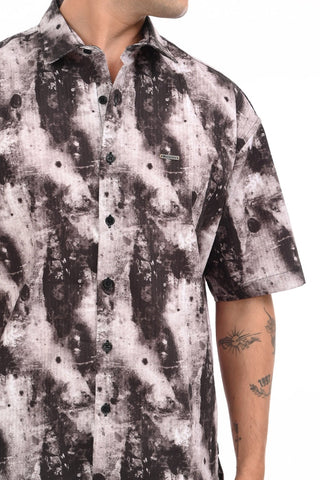 Grey Digital Printed Oversized Shirt - model_poseposition_of_shirtporduct_type