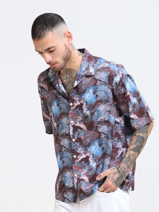 Hawaiian Multi Splash Oversized Shirt - model_poseposition_of_shirtporduct_type