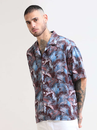 Hawaiian Multi Splash Oversized Shirt - model_poseposition_of_shirtporduct_type
