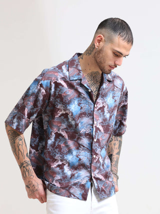 Hawaiian Multi Splash Oversized Shirt - model_poseposition_of_shirtporduct_type