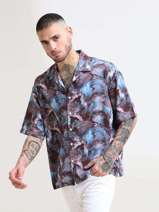 Hawaiian Multi Splash Oversized Shirt - model_poseposition_of_shirtporduct_type