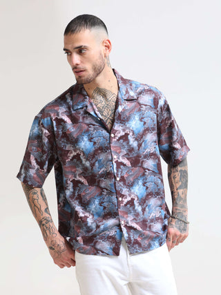 Hawaiian Multi Splash Oversized Shirt - model_poseposition_of_shirtporduct_type