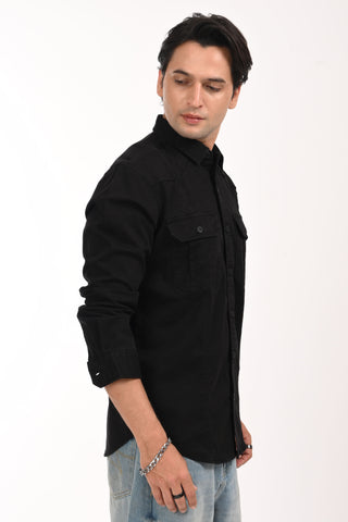 Highway Black Cargo Shirt - model_poseposition_of_shirtporduct_type
