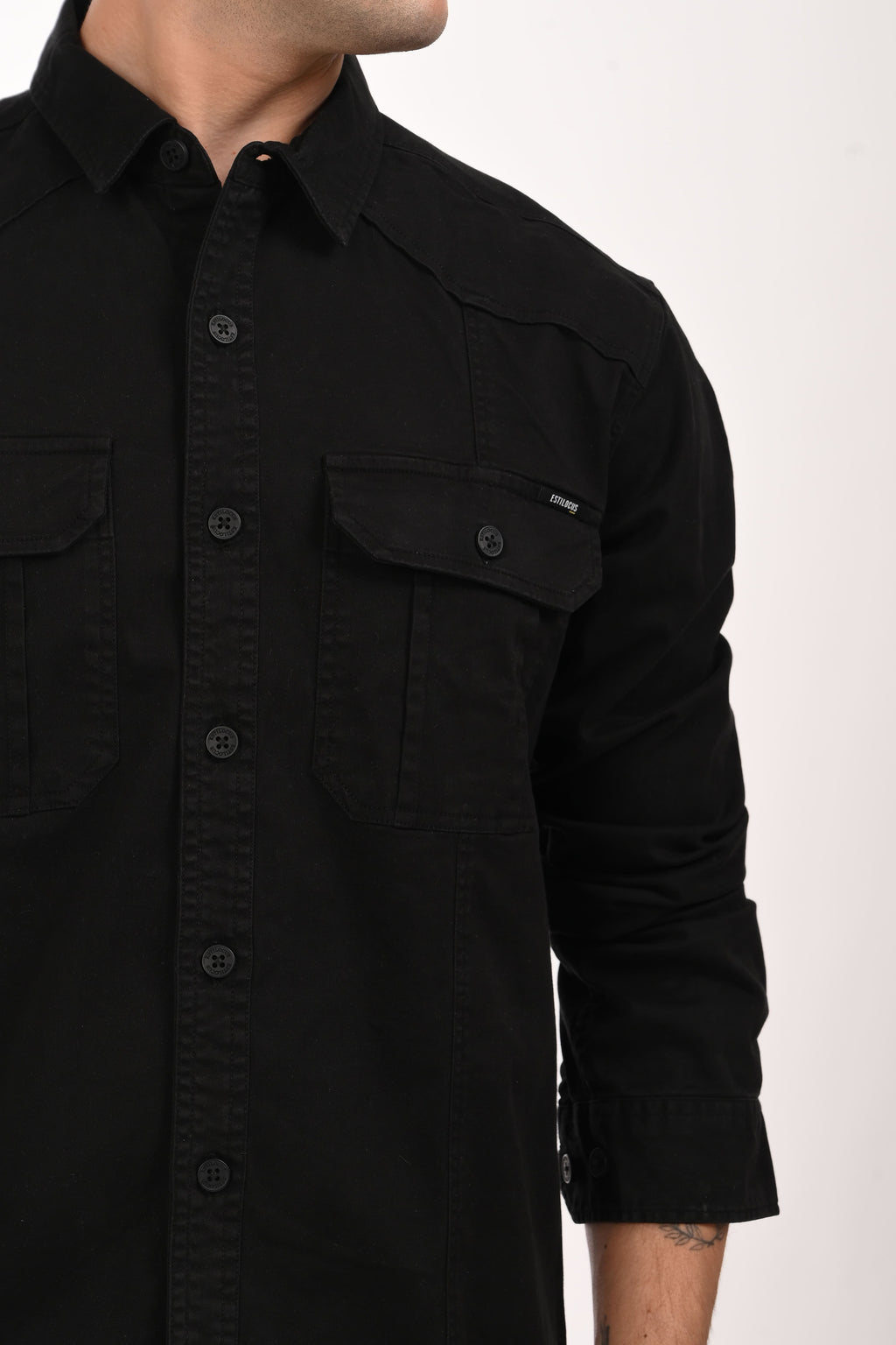 Highway Black Cargo Shirt - model_poseposition_of_shirtporduct_type