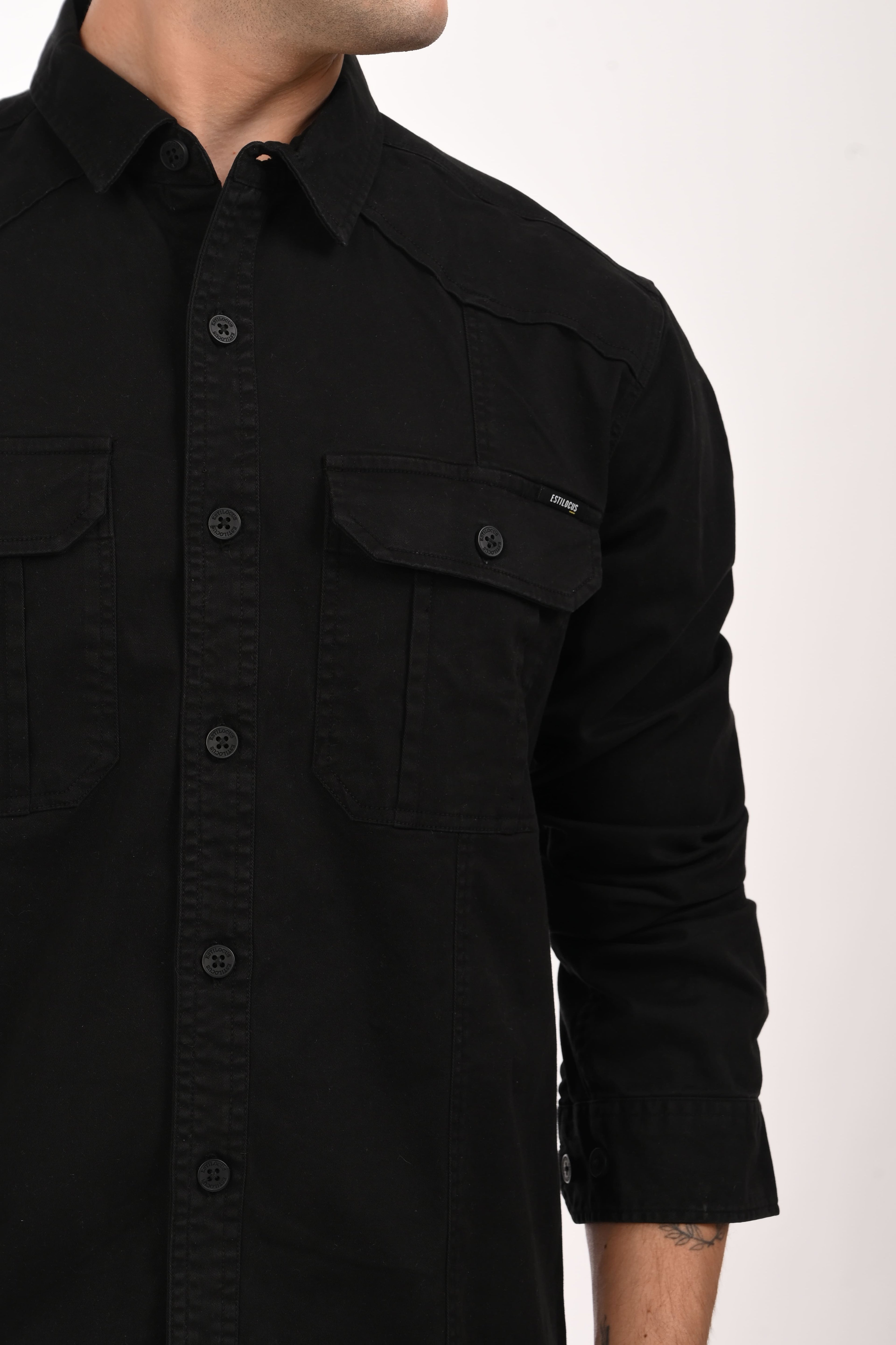 Highway Black Cargo Shirt - model_poseposition_of_shirtporduct_type