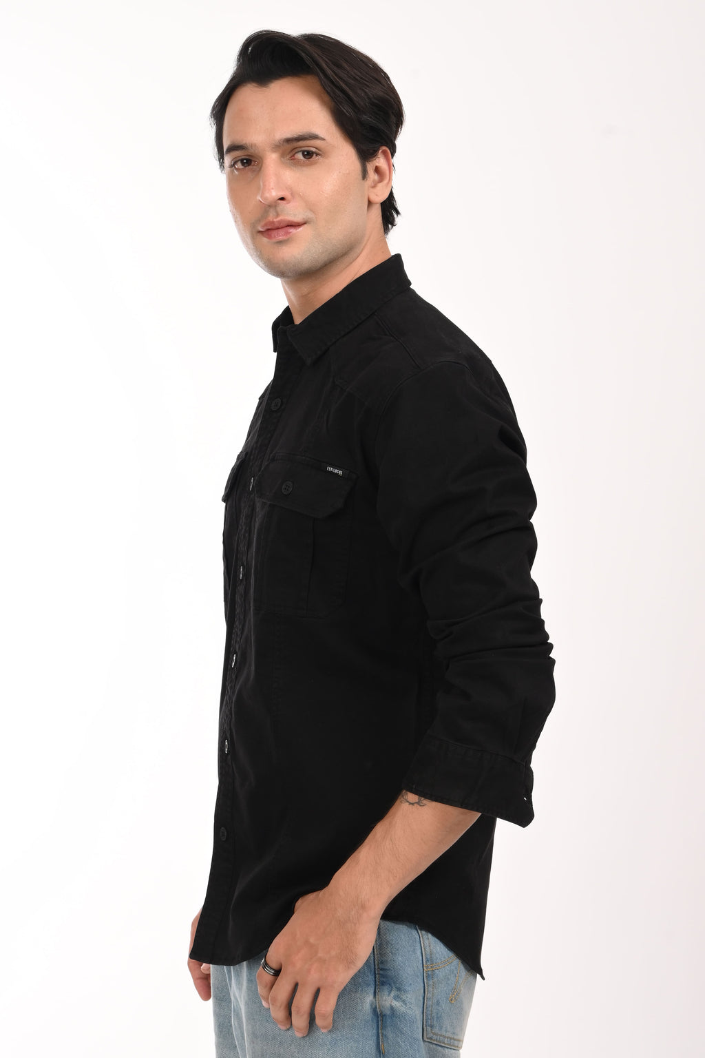 Highway Black Cargo Shirt - model_poseposition_of_shirtporduct_type