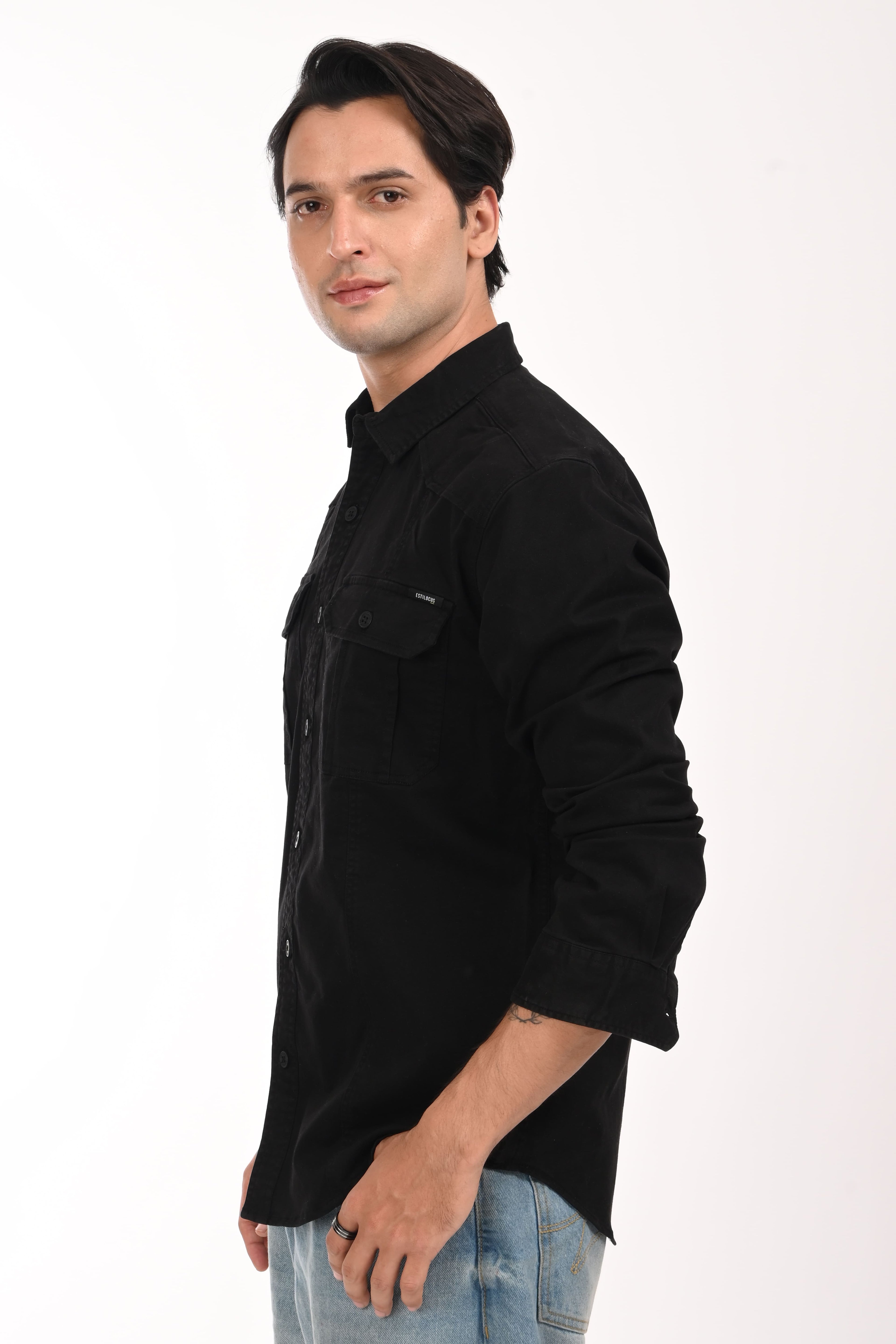 Highway Black Cargo Shirt - model_poseposition_of_shirtporduct_type