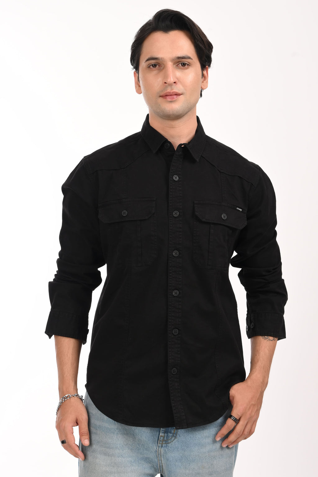 Highway Black Cargo Shirt - model_poseposition_of_shirtporduct_type