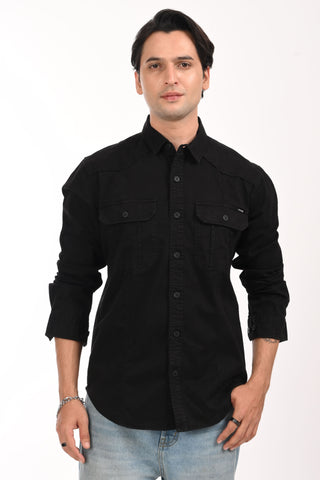 Highway Black Cargo Shirt - model_poseposition_of_shirtporduct_type
