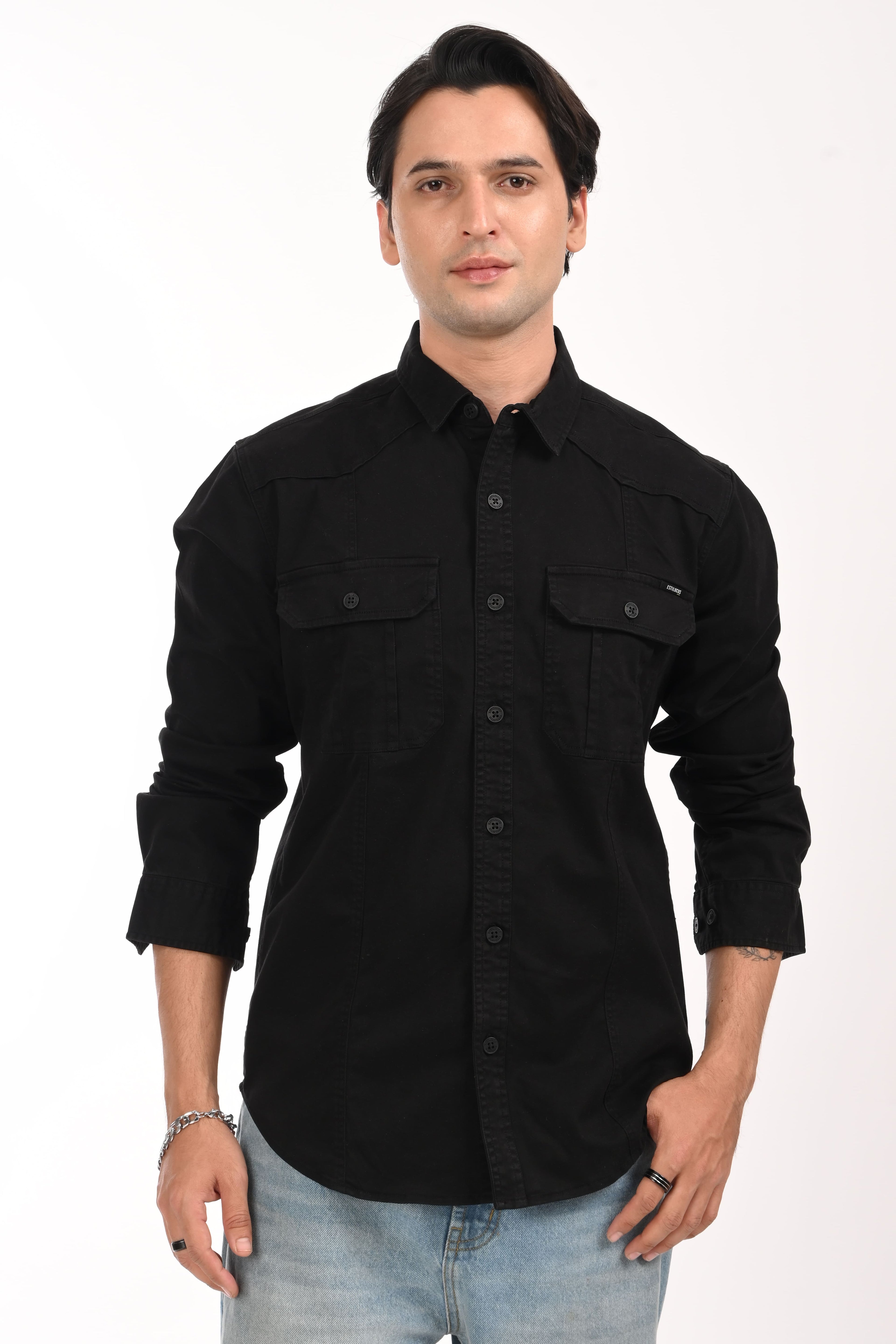 Highway Black Cargo Shirt - model_poseposition_of_shirtporduct_type