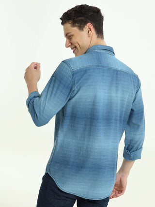 Indigo Stripe Double Pocket Shirt - model_poseposition_of_shirtporduct_type