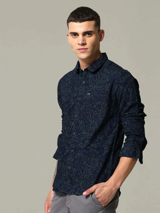 Indigo Tribal Tattoo Printed Shirt - model_poseposition_of_shirtporduct_type
