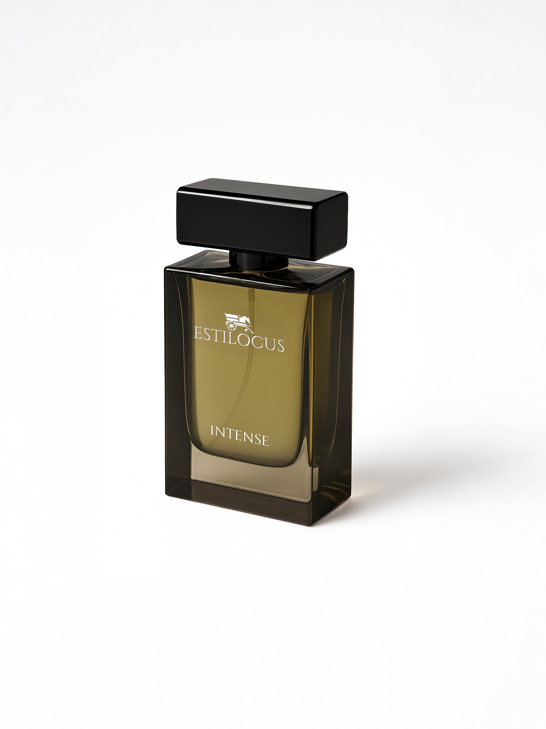 Perfume bottle labeled 'Estilocus Intense' on a white background