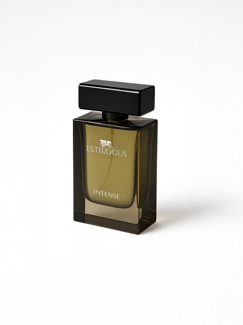 Perfume bottle labeled 'Estilocus Intense' on a white background