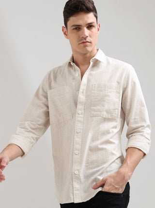 Ivory Marvel White Stripes Shirt - model_poseposition_of_shirtporduct_type
