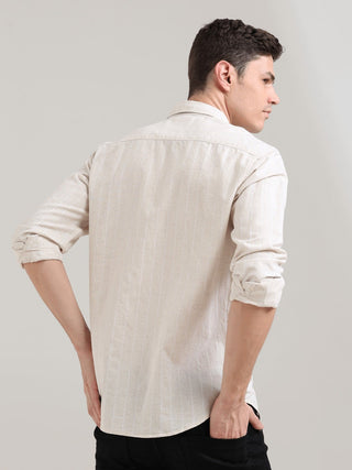 Ivory Marvel White Stripes Shirt - model_poseposition_of_shirtporduct_type
