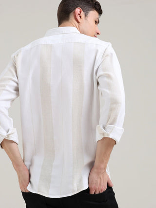 Ivory White & Cream Stripes Shirt - model_poseposition_of_shirtporduct_type