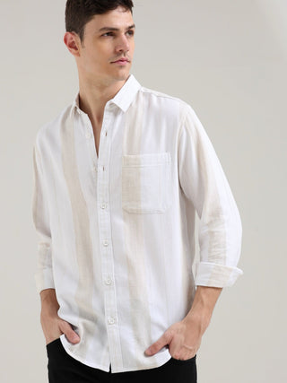 Ivory White & Cream Stripes Shirt - model_poseposition_of_shirtporduct_type