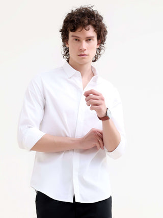 Ivory White Solid Shirt - model_poseposition_of_shirtporduct_type