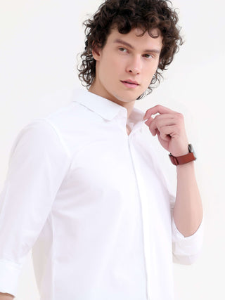 Ivory White Solid Shirt - model_poseposition_of_shirtporduct_type
