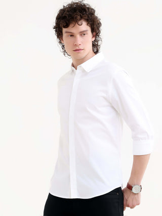 Ivory White Solid Shirt - model_poseposition_of_shirtporduct_type