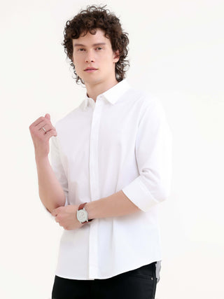 Ivory White Solid Shirt - model_poseposition_of_shirtporduct_type