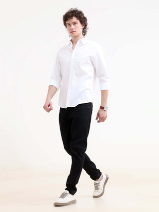 Ivory White Solid Shirt - model_poseposition_of_shirtporduct_type