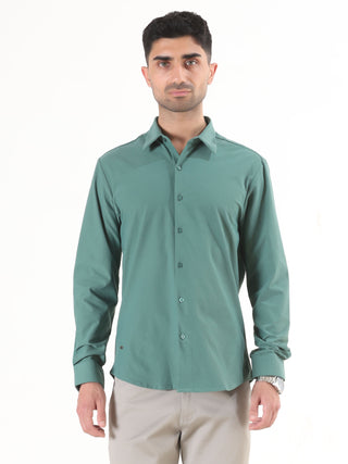 Light Green Solid Full Sleeve Shirt - Men's Semi Casual - model_poseposition_of_shirtporduct_type