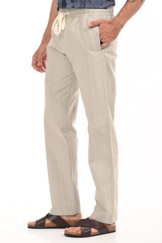 Light Grey Linen Blend Straight Fit Striped Trouser - model_poseposition_of_shirtporduct_type