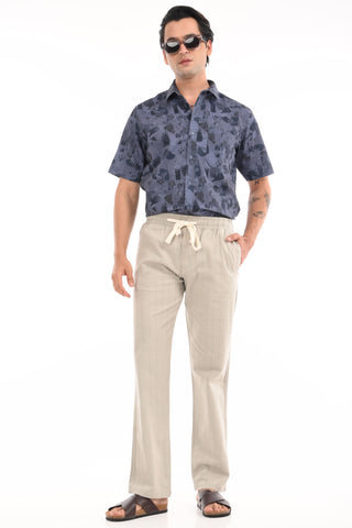 Light Grey Linen Blend Straight Fit Striped Trouser - model_poseposition_of_shirtporduct_type