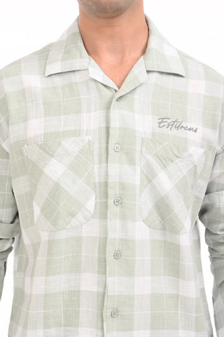 Lime Green Grid Oversized Checkered Shirt - model_poseposition_of_shirtporduct_type