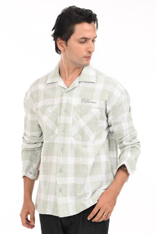 Lime Green Grid Oversized Checkered Shirt - model_poseposition_of_shirtporduct_type