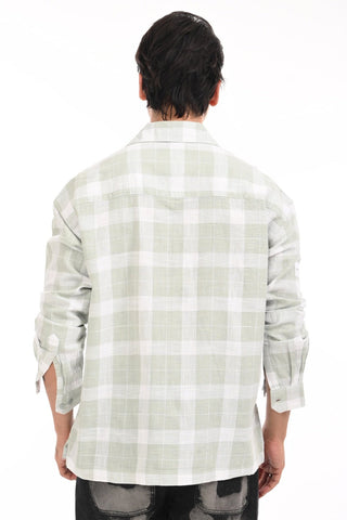 Lime Green Grid Oversized Checkered Shirt - model_poseposition_of_shirtporduct_type
