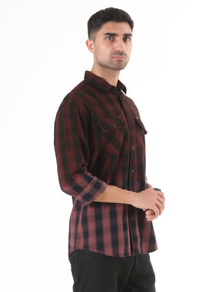 Maroon With Black Checkered Shirt - model_poseposition_of_shirtporduct_type